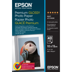 Epson Premium Glossy Photo Pack de 40 Hojas de Papel Fotografico - 10x15cm - Gramaje de 255g/m2 - Acabado Brillante - Compatible
