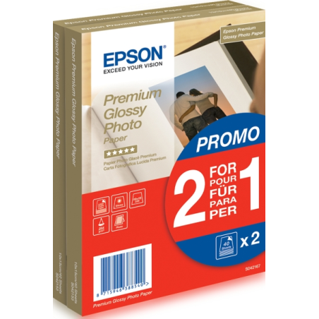 Epson Premium Glossy Photo Pack de 80 Hojas de Papel Fotografico - 10x15cm - Gramaje de 255g/m2 - Acabado Brillante - Compatible