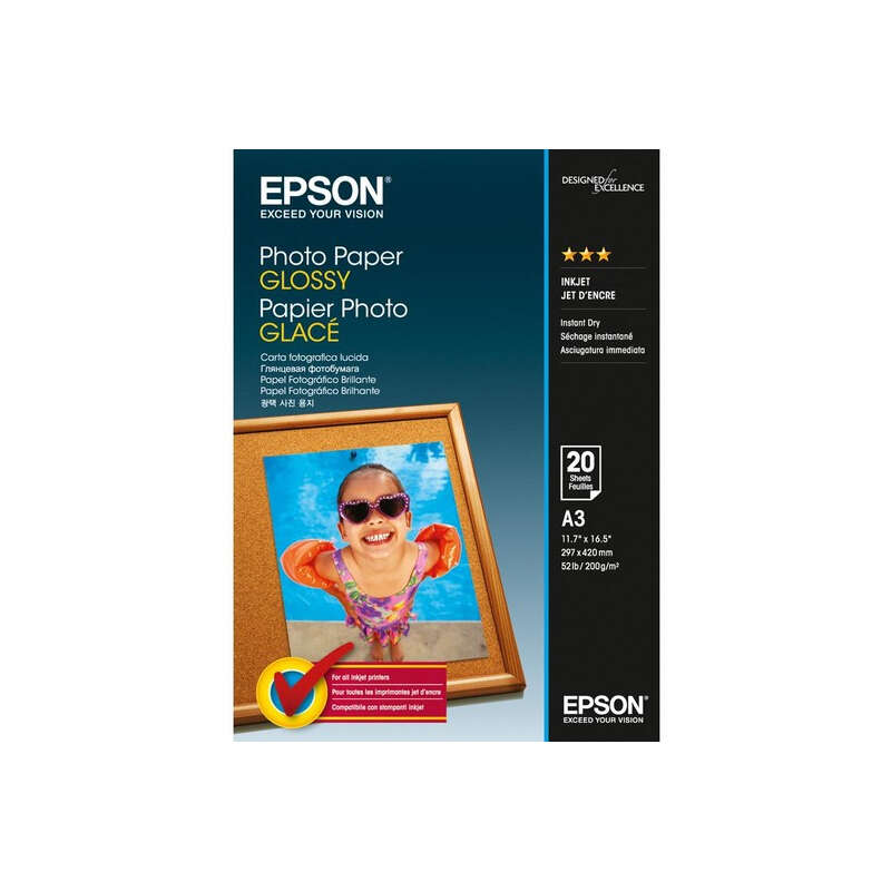 Papier Photo Epson Brillant A3 20 Feuilles - 297x420mm - 200gr