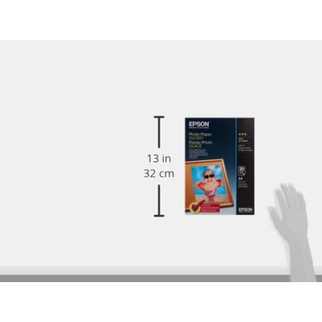Epson Photo Glossy Pack de 20 Hojas de Papel Fotografico - A4 - Gramaje de 200g/m2 - Acabado Brillante - Compatible con Impresor