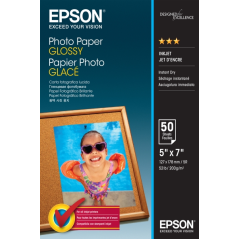 Epson Photo Glossy Pack de 50 Hojas de Papel Fotografico - 13x18cm - Gramaje de 200g/m2 - Acabado Brillante - Compatible con Imp