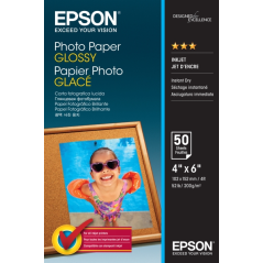 Epson Photo Glossy Pack de 50 Hojas de Papel Fotografico - 10x15cm - Gramaje de 200g/m2 - Acabado Brillante - Compatible con Imp