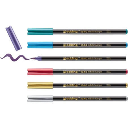 Edding 1340 Brush lot de 6 marqueurs pinceau couleurs assorties