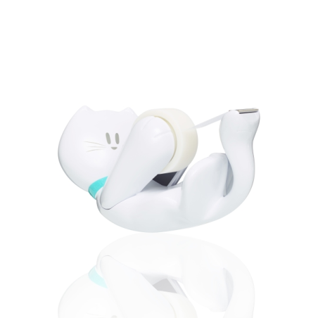 Dévidoir de ruban adhésif Scotch Magic Cat - Comprend 1 rouleau de 19 mm x 8,89 m - Blanc