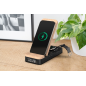Réveil pliable 3 en 1 Thomson - Chargeur à induction compatible Android et Apple - Chargeur USB-C - Luminosité réglable - Bois e