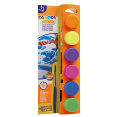 Pack de 6 peintures Tempera Carioca Neon en flacons de 25 ml + pinceau - Super lavables - Miscibles - Couleurs néon assorties