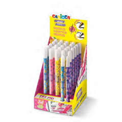 Carioca Memo Erase 2 en 1 Expositor con 25 Rotuladores +2 para Probar - Una Punta Subraya y la otra Borra el Color - Colores Sur