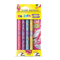 Carioca Memo Erase 2 en 1 Pack con 4 Rotuladores - Una Punta Subraya y la otra Borra el Color - Colores Surtidos