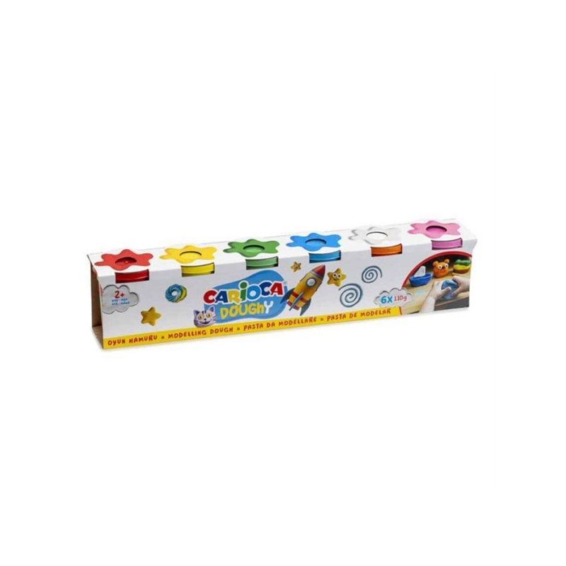 Pack Carioca Doughy avec 6 boîtes de pâte à modeler de 110 g - Souple et flexible - Facile à pétrir et à modeler - Idéal pour le