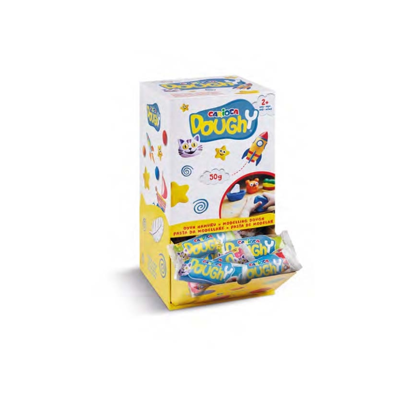 Carioca Doughy Expositor con 48 Paquetes de Pasta de Modelar 50gr - Blanda y Flexible - Facil de Amasar y Moldear - Ideal para I