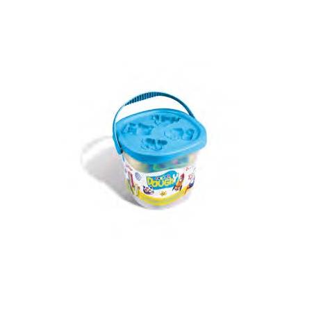 Carioca Doughy Cubo con 3 Paquetes de Pasta de Modelar 50gr + 4 Moldes - Blanda y Flexible - Facil de Amasar y Moldear - Ideal p
