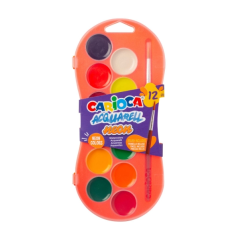 Carioca Acuarell Neon Pack de 12 aquarelles en godets de 30 mm - Lumineuses - Facilement miscibles - Couleurs néon assorties
