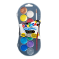 Carioca Acuarell Metallic Pack de 12 aquarelles en godets de 30 mm - Lumineuses - Facilement miscibles - Couleurs métalliques as