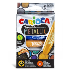 Carioca Temperello Peintures à la Tempera Métalliques Solides, Lot de 8 - Haute Couvrance - Faciles à Mélanger - Sans Solvant et