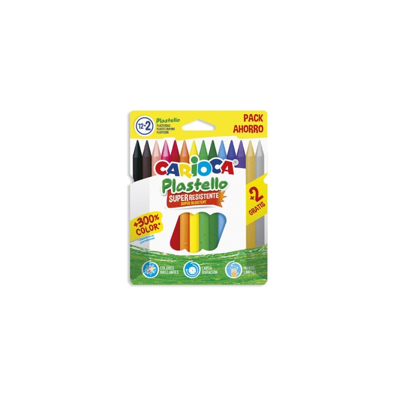 Carioca Plastello Lot de 12 + 2 emporte-pièces en plastique - Extra propre - Ne laisse pas de couleur sur les mains - Facile à t