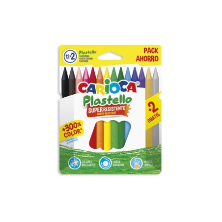 Carioca Plastello Lot de 12 + 2 emporte-pièces en plastique - Extra propre - Ne laisse pas de couleur sur les mains - Facile à t