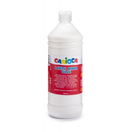 Colle Blanche Carioca 1L - Couvercle avec Distributeur - Convient pour Papier et Carton - Séchage Transparent - Couleur Blanc
