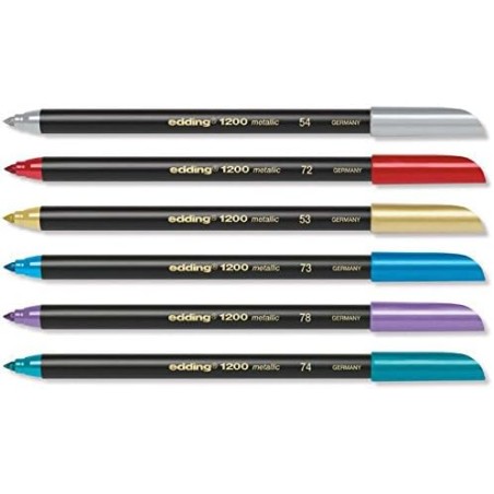 Edding 1200 Metallic lot de 6 marqueurs couleurs assorties