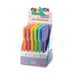 Présentoir Carioca Fiorella avec 30 stylos à encre gel colorés - Pointe bille 1 mm - Corps transparent pastel - Couleurs pastel