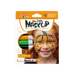 Pack de 3 masques Carioca à la citrouille - Couleurs vives - Lavable - À base d'eau - Comprend deux tutoriels étape par étape -