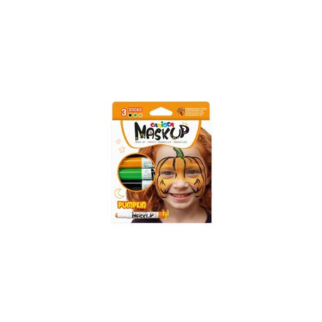 Pack de 3 masques Carioca à la citrouille - Couleurs vives - Lavable - À base d'eau - Comprend deux tutoriels étape par étape -