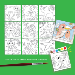 Carioca Artivity Acuarelas Wild Animals Libro para Colorear con Acuarelas - Cada Pagina contiene una Paleta con 6 Colores de Acu