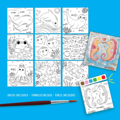 Carioca Artivity Acuarelas Sea Life Libro para Colorear con Acuarelas - Cada Pagina contiene una Paleta con 6 Colores de Acuarel