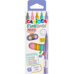 Lot de 5 marqueurs musicaux Carioca Fineliner - Pointe acétal blanche de 0,5 mm - Couleurs assorties