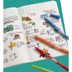 Lot de 10 feutres Carioca Fineliner - Pointe acétal blanche 0,5 mm - Couleurs assorties