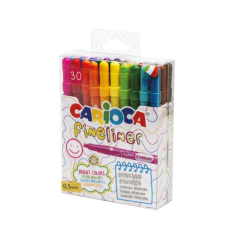 Lot de 30 feutres Carioca Fineliner - Pointe acétal blanche 0,5 mm - Couleurs assorties