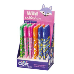 Carioca Wild Collection Oops Expositor con 30 Boligrafos Borrables - Punta 0.7mm - Divertidos Diseños de Animales