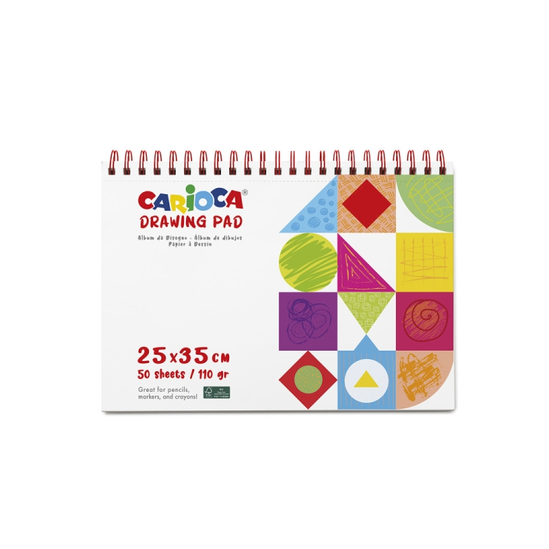 Carioca Cuaderno de Dibujo con 50 Hojas Precortadas 25x35cm - Papel de 110gr - No Traspasa la Tinta
