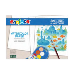 Carioca Watercolor Pack con 15 Hojas A4 para Acuarela - Papel de 300gr - No Deja que los Colores Traspasen