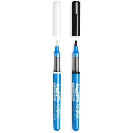 Carioca Acrylic Pack de 2 Marcadores de Pintura Acrilica - Punta Pincel - Tinta a Base de Agua - Alta Cobertura - Colores Blanco