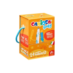 Boîte rigide Carioca Baby avec 24 feutres - Pointe ronde et verrouillée pour une sécurité maximale - Super lavable - Testé derma