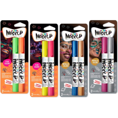 Carioca Mask Up Metallic & Neon Pack de 12 blisters de 2 crayons chacun - Lumineux et lavable - À base d'eau - Miscible - Couleu