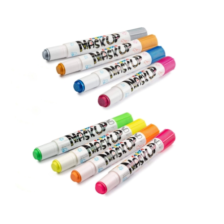 Carioca Mask Up Metallic & Neon Pack de 12 blisters de 2 crayons chacun - Lumineux et lavable - À base d'eau - Miscible - Couleu