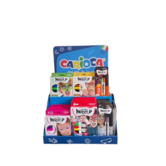 Présentoir de masques Carioca avec 32 packs de maquillage de fête assortis