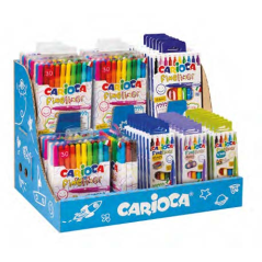 Présentoir Carioca Fineliner avec 50 paquets assortis de marqueurs Fineliner - Pointe en acétal blanc 0,5 mm - Couleurs assortie