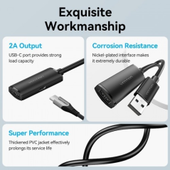 Câble d'extension USB 2.0 Vention - Longueur : 15 m - Connecteurs USB-A mâle et femelle - Vitesse jusqu'à 480 Mbps - Noir
