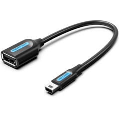Adaptateur USB Vention - Mini-USB mâle vers USB-A femelle - 480 Mbps - Câble de 15 cm - Noir