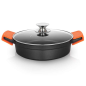 Orbegozo Cocotte Basse Série CBD 2,8 L - Fonte d'Aluminium Indéformable - Poignées en Silicone - Couvercle en Verre Trempé - Ant
