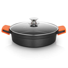 Orbegozo CDB 1028 Cocotte Basse en Fonte d'Aluminium - Polyvalence et Sécurité en Cuisine - Antiadhésive sans Pfoa - Adaptée à T