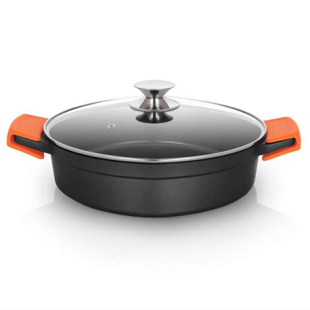 Orbegozo CDB 1028 Cocotte Basse en Fonte d'Aluminium - Polyvalence et Sécurité en Cuisine - Antiadhésive sans Pfoa - Adaptée à T