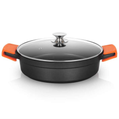 Orbegozo Cocotte Basse CDB 1032 - Fonte d'Aluminium Indéformable - Capacité 5,9 L - Poignées en Silicone - Antiadhésif Pfoa - Co