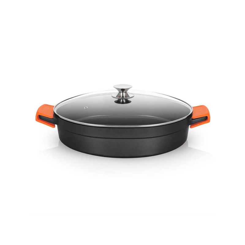 Orbegozo Cocotte Basse Série CBD 10,5 L - Fonte d'aluminium indéformable - Poignées en silicone - Convient à tous types de feux