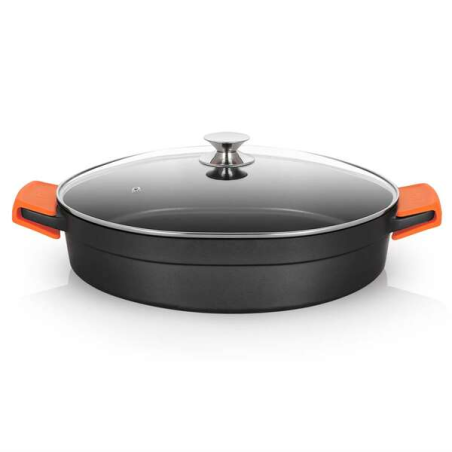 Orbegozo Cocotte Basse Série CBD 10,5 L - Fonte d'aluminium indéformable - Poignées en silicone - Convient à tous types de feux