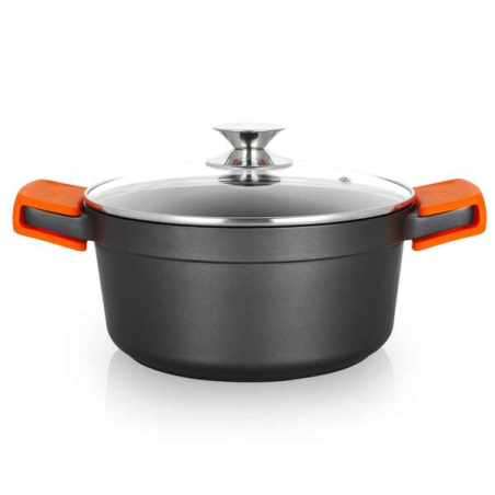 Orbegozo CDH 3024 - Cocotte de grand-mère indéformable en fonte d'aluminium - 4,5 L - Poignées en silicone - Antiadhésive - Adap