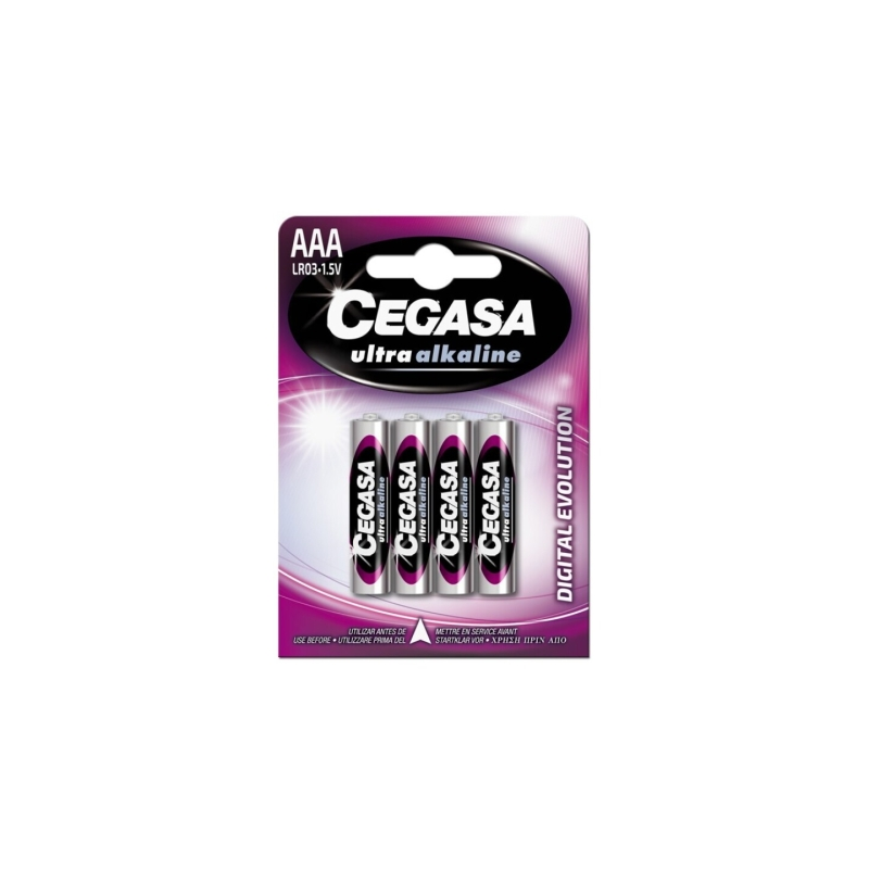 Pack de 4 piles alcalines Cegasa Ultra LR03 AAA - Haute technologie - Plus de capacité, de puissance et de performances