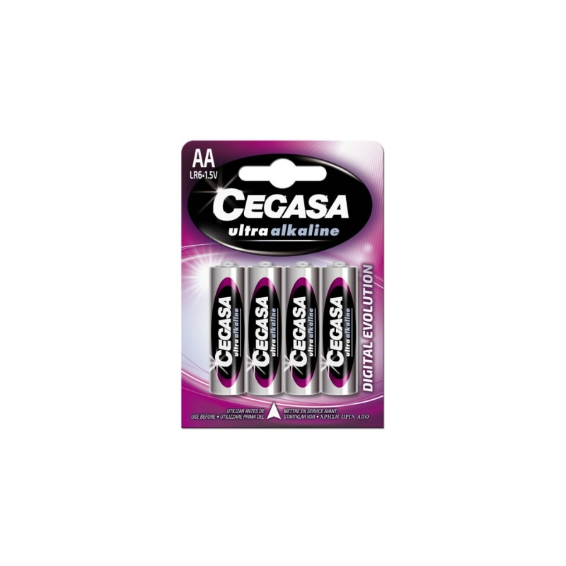 Pack de 4 piles alcalines Cegasa Ultra LR06 AA - Haute technologie - Plus de capacité, de puissance et de performances